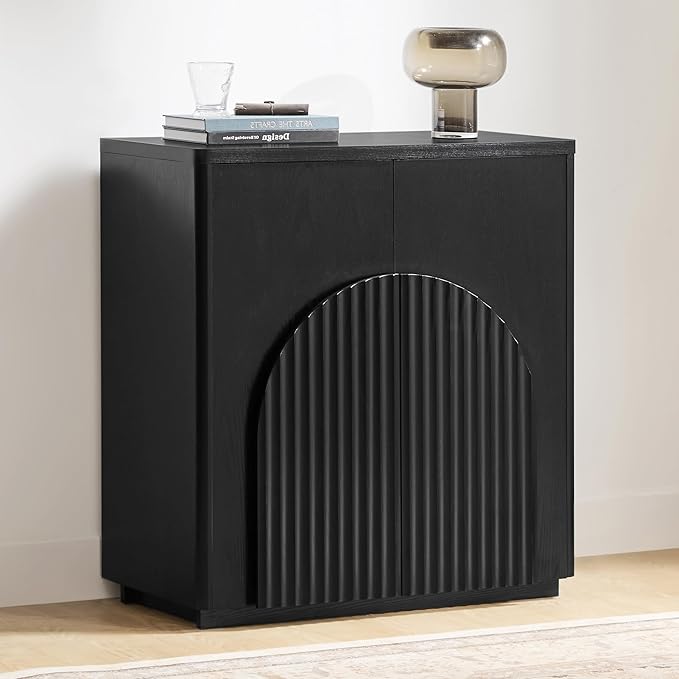CHITA Sideboard Buffet Cabinet with Storage, Small Storage Cabinet with Doors and Shelves for Living Room Accent, Bar, Kitchen, Black