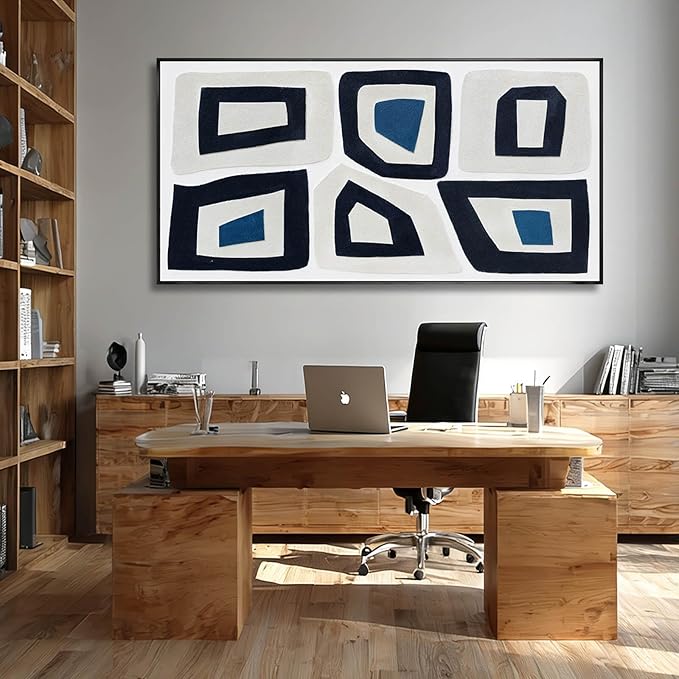 SOUGUAN Abstract Hand Painted Wall Art Contemporary Decorative Painting Simple Canvas Artwork 29"x58" Large Pictures for Dining Room Office