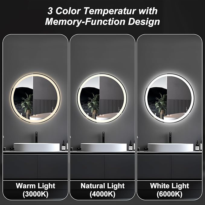 NEWBULIG Wall Mirror, Bathroom Mirror for Over Sink, Matte Metal Framed Vanity Mirror, Wall Decor for Bedroom, Tempered Glass