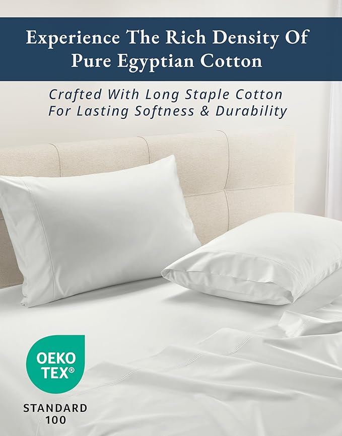 LANE LINEN 100% Egyptian Mercerized Cotton King Size Sheets Set, Eco Friendly Sustainably Produced No Pill Fade Resistant 15 Iinch Deep Pocket King Sheet Set - Vaporous Gray