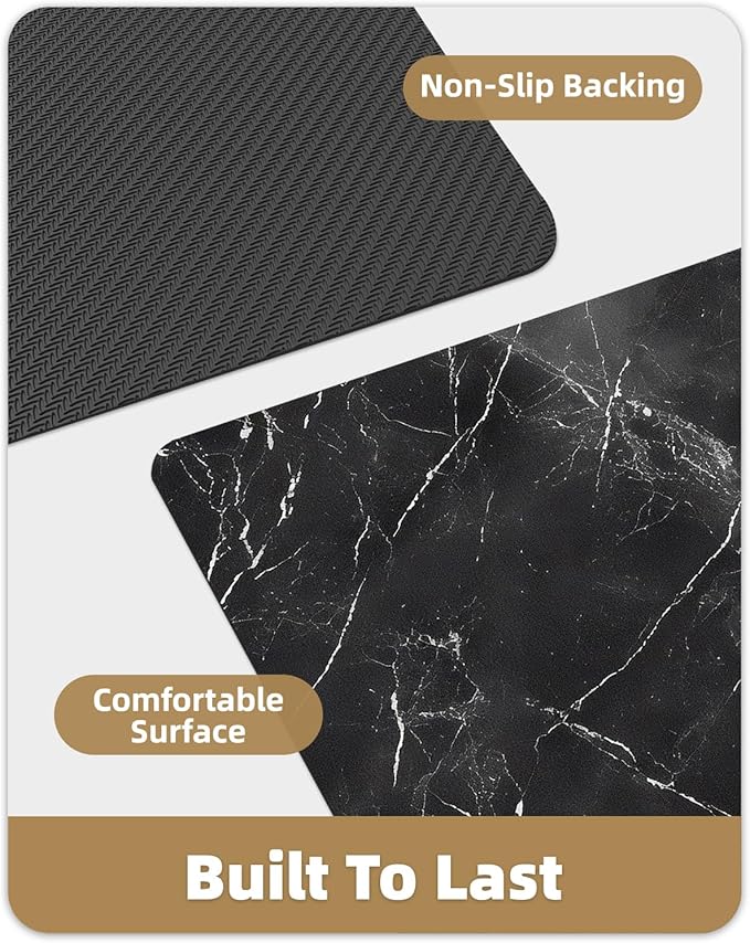 Color&Geometry Ultra Thin Bath Mat, Non Slip Quick Dry Rugs, Absorbent Marble Bathmat, 24"x36",Washable Rubber Mats for Shower Floor, in Front of Bathtub, Bathroom Decor, Black Marble-Patterned