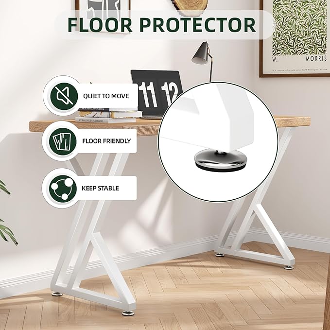Metal Table Legs 28" H x 20" W Furniture Desk Bench Dining Table Legs with Adjustable Feet Z Shape Heavy Duty Desk Base Set of 2 Silvery