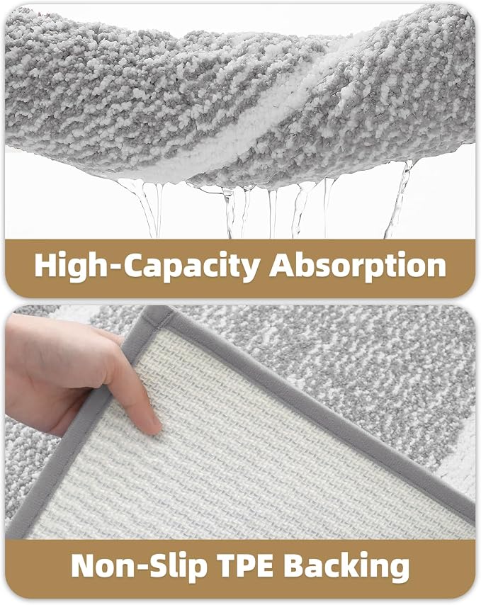Color&Geometry 16"x24" Small Bath Mats for Bathroom Simple and Stylish, Gray Bathroom Rugs, Non Slip, Absorbent, Soft, Washable, Microfiber Bathmat Shower Mat Outside Shower