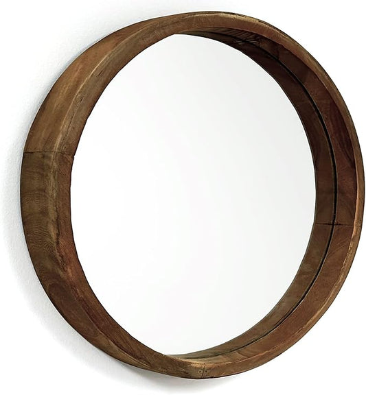 Rutledge & King Wall Mirror - Rustic Round Mirror - Decorative Circle Mirrors for Bathrooms, Living Rooms, and Bedrooms (1 Pack, Midwood - Large)