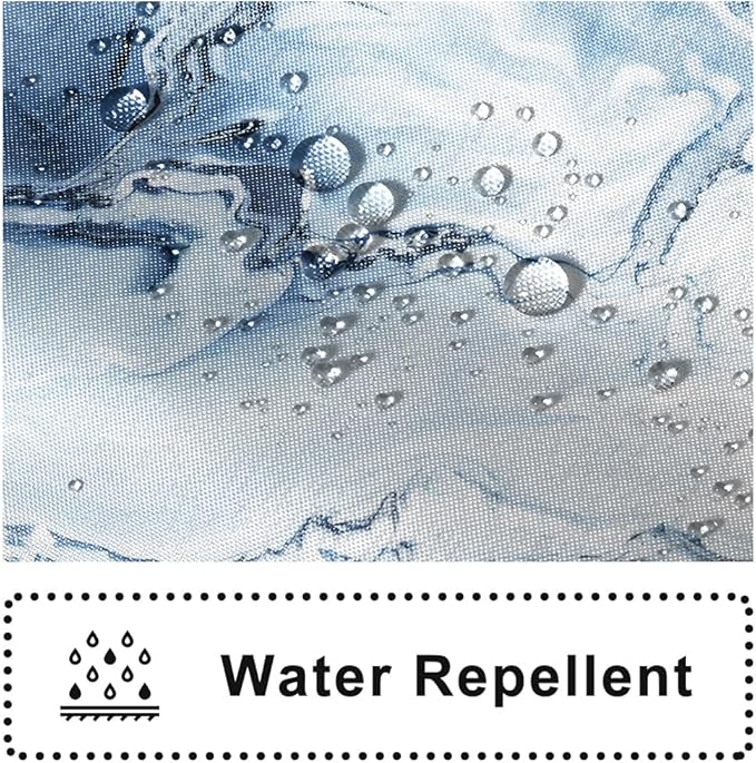 Blue Shower Curtain, Ombre Blue Marble Shower Curtain for Bathroom Modern Aesthetic Waterproof Shower Curtain Set with Hooks, 48x72 Inch