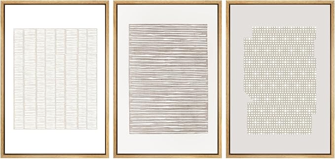 SIGNWIN Framed Canvas Print Wall Art Set Tan Geometric Pattern Landscape Abstract Shapes Cozy Neutral Modern Art Decorative Boho Relax/Zen Nordic for Living Room, Bedroom, Office - 16"x24"x3 Natural