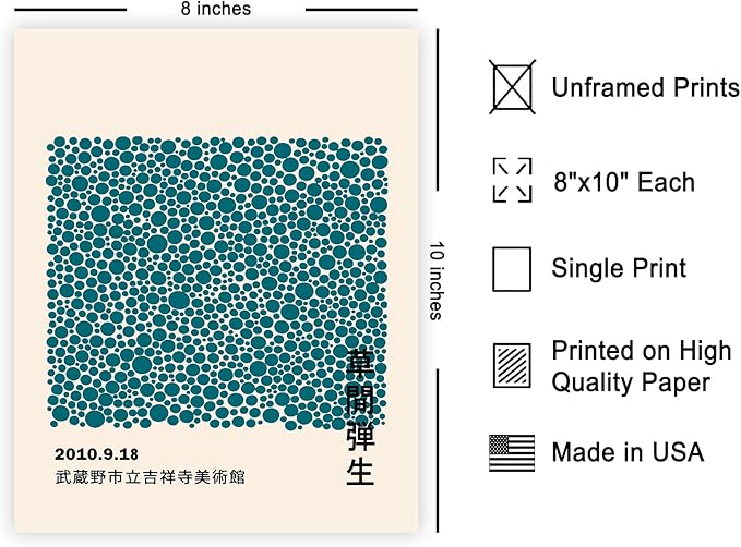 Poster Master Infinity Dots Print - Yayoi Kusama Poster - Abstract Japanese Art - Trendy Gift for Men & Women - Pop Art Decor for Office, Bedroom or Living Room - 8x10 UNFRAMED Wall Art