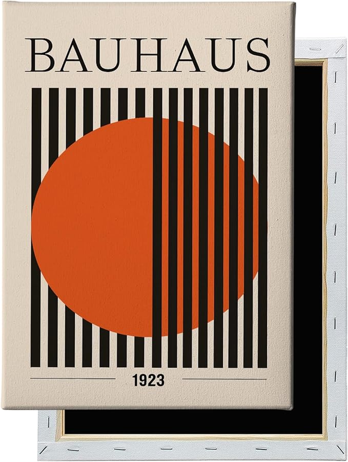 Bauhaus Abstract Geometric Wall Art Bauhaus Exhibition Poster Orange and Black Artwork Mid Century Modern Pictures Wall Decor Geometric Orange Poster Abstract Minimalist Painting Room 16x24in Framed