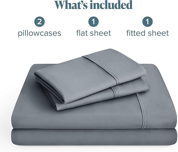 Bare Home Queen Sheet Set - 1800 Ultra-Soft Microfiber Queen Bed Sheets - Double Brushed - Deep Pockets - Easy Fit - 4 Piece Set - Bedding Sheets & Pillowcases (Queen, Steel Blue)