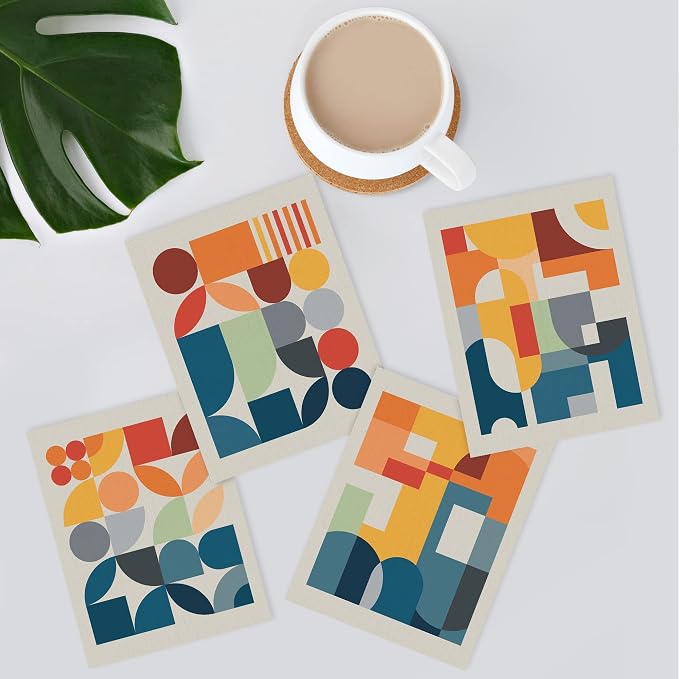 SIGNWIN Adhesive Canvas Poster Mid-Century Modern Colorful Geometric Polygons Abstract Geometric Digital Art Modern Art Decorative Zen Relax/Calm Multicolor Minimalism for Bedroom - 8"x10"x 4