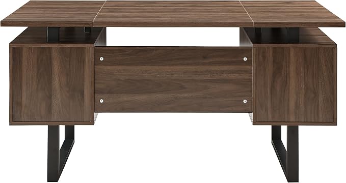Computer Desk for Home Office with 4 Large Drawers, Rustic Wood Writing Study Table with Metal Frame, 59” x 21.7” x 29.5”, Easy Assembly, Brown CTSZ20401WA