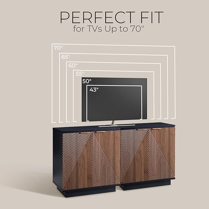 Walsham Buffet Cabinet Sideboard, 63" Fluted Accent Storage Cabinet with Doors and Shelves, Credenza Cupboard Console for Living Room Kitchen Hallway, Walnut