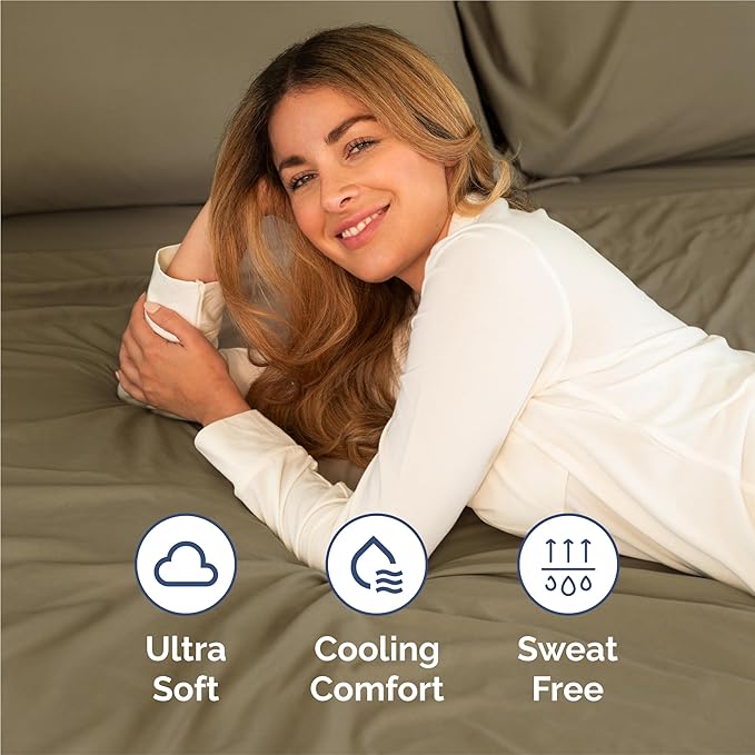 King Size 4 Piece Sheet Set - Comfy Breathable & Cooling Sheets - Hotel Luxury Bed Sheets for Women & Men - Deep Pockets, Easy-Fit, Extra Soft and Wrinkle Free Sheets - Khaki Oeko-Tex Bed Sheet Set