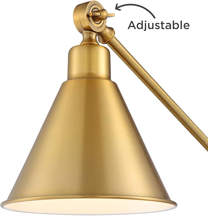 360 Lighting Wray 26 3/4" High Modern Desk Lamp with USB Charging Ports A+C Warm Brass Gold Metal Adjustable Arm Head for Bedroom Living Room House Bedside Home Office Reading Family