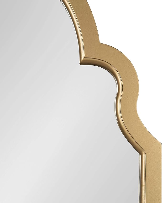 Kate and Laurel Hogan Modern Arched Wall Mirror, 24 x 36, Gold, Glam Moroccan Mirror for Wall
