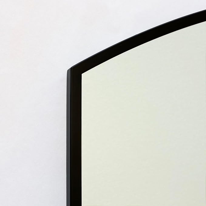 Harper Crescent Wall Mirror 30”x36” Over Sink Bathroom Mirror, Tempered Glass “Matte Black” Vanity Mirror, Great for Hallway/Entryway/Bedroom, Hangs Horizontal/Portrait/Vertical/Landscape, Black