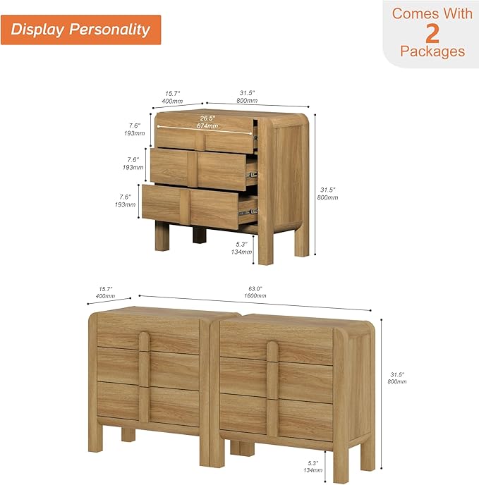 WAMPAT Large Sideboard Buffet Cabinet with Storage with 6 Drawers,Modern French 63" W Buffet Cabinet with Storage,Wood Coffee Bar Cabinets with Curved Edge Design for Kitchen Living Room, Walnut