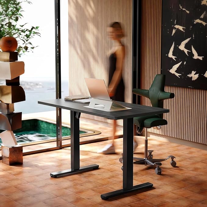 HUANUO Electric Standing Desk, 40 x 24 Inch Height Adjustable Computer Desk with Storage Bag, 4 Height Memory Settings, Sit Stand Up Desk for Home Office, Grey