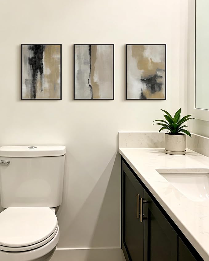KUVIOKE Black Abstract Framed Wall Art Neutral Graffiti Pastel Minimalist Wall Decor Modern Art Painting for Bedroom Living Room 11x14in (Black Framed)