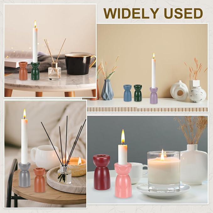uxcell 2 Pack Candlestick Holder Black Ceramic Taper Candle Holder Candle Stand Holders Modern Style Decoration for Centerpiece Tabletops Anniversary