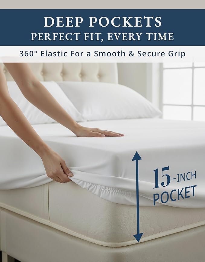 LANE LINEN 100% Egyptian Cotton Twin Sheets Set, Soft & Comfy Luxury Hotel Style Thick Cotton Twin Bed Sheet Set, Fully Elasticized Reinforsed Seams No Pill Natural Cooling White Sheets