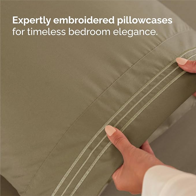 King Size 4 Piece Sheet Set - Comfy Breathable & Cooling Sheets - Hotel Luxury Bed Sheets for Women & Men - Deep Pockets, Easy-Fit, Extra Soft and Wrinkle Free Sheets - Khaki Oeko-Tex Bed Sheet Set