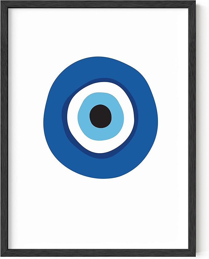 HAUS AND HUES Evil Eyes Poster - Abstract Blue Art Prints for Room Aesthetic, Big Eyes Painting (Unframed, 12x16)