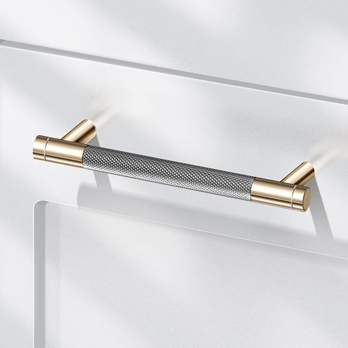 12 Pack 3 Inch 76 mm Barrel Cabinet Pulls Gold and Grey Cupboard Aluminum Handles Drawer Pull Cabinet Handles