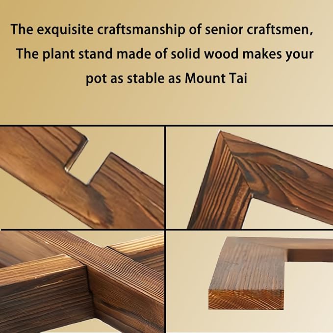 Indoor Plant Stand, Wooden Flower Pot Holder, suitable for 5-12 inch flower pots, Home and Garden (Wood Color-1 pack)