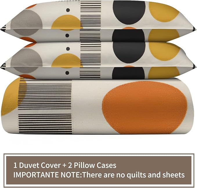 Vintage Multicolor Geometric Duvet Cover Oversized King for Boys Girls, Kids Mid Century Modern Bedding Set 3 Piece, Abstract Colorful Geometric Patterned Comforter Cover with Zipper, 2 Pillowcases