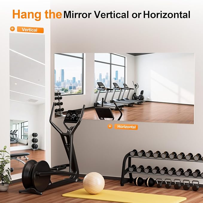 Hasipu Home Gym Workout Mirror 94" L x 39" W-1pcs Large Full Length Mounted Full Body Frameless Mirror for Workout, Yoga, Garage, Bedroom, Dance