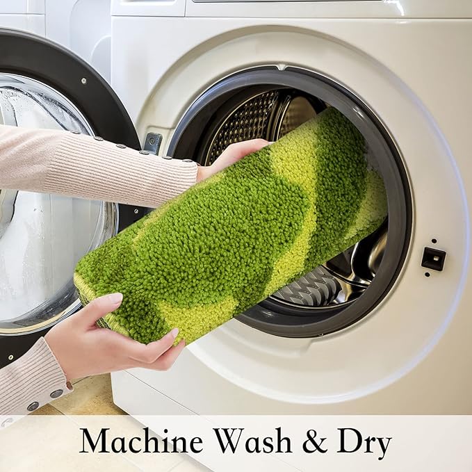 Hi Space Bathroom Rugs 31.5x19.7IN Green Leaves Bath Mat for Bathroom Non Slip Machine Washable Soft Microfiber Absorbent Cute Bath Rug Plush for Tub Shower Sink Fluffy Home Decor Accessories