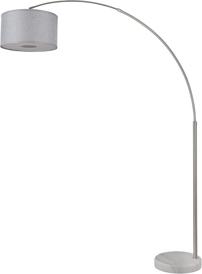 Major-Q Bedrooms Modern 81" Arc Tall Floor Living Room-Stand Up Arching Lamp Grey Drum Style Shade and Marble Base