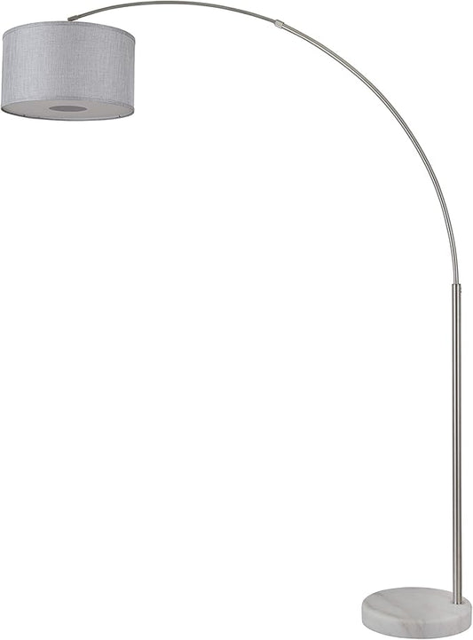 Major-Q Bedrooms Modern 81" Arc Tall Floor Living Room-Stand Up Arching Lamp Grey Drum Style Shade and Marble Base