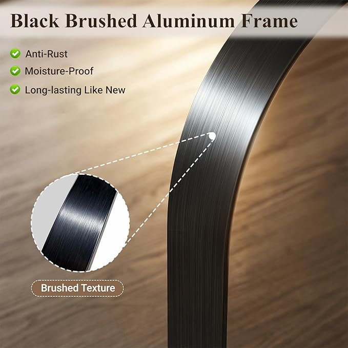 Arch Bathroom Mirror, 30"x40" Wall Mounted Vanity Mirror with Deep Frame, Tempered Glass Decor Mirror for Bathroom, Bedroom, Entryway and Living Room, Hanging or Leaning, Black