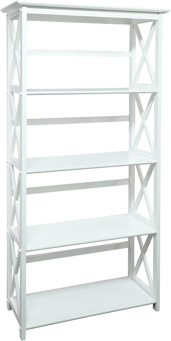 Montego 5-Shelf Bookcase - White