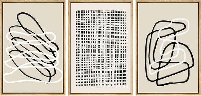 SIGNWIN Framed Canvas Print Wall Art Set Grunge Watercolor Paint Strokes Abstract Shapes Cozy Neutral Modern Art Decorative Boho Relax/Zen Nordic for Living Room, Bedroom, Office - 16"x24"x3 Natural