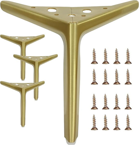 7 inch /18cm Brushed Gold Metal Furniture Legs Set of 4, Modern Style Furniture Legs, DIY Replacement for TV Stand, Sofa, Chair, Cabinet Cupboard