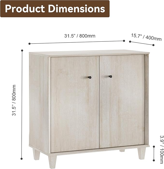 Sideboards Buffet Cabinet Wide Credenza Buffet Table with Adjustable Shelf, Modern Kitchen Accent Cabinet with Storage Compartments for Dining Room Living Room, Hallway, Light Oak