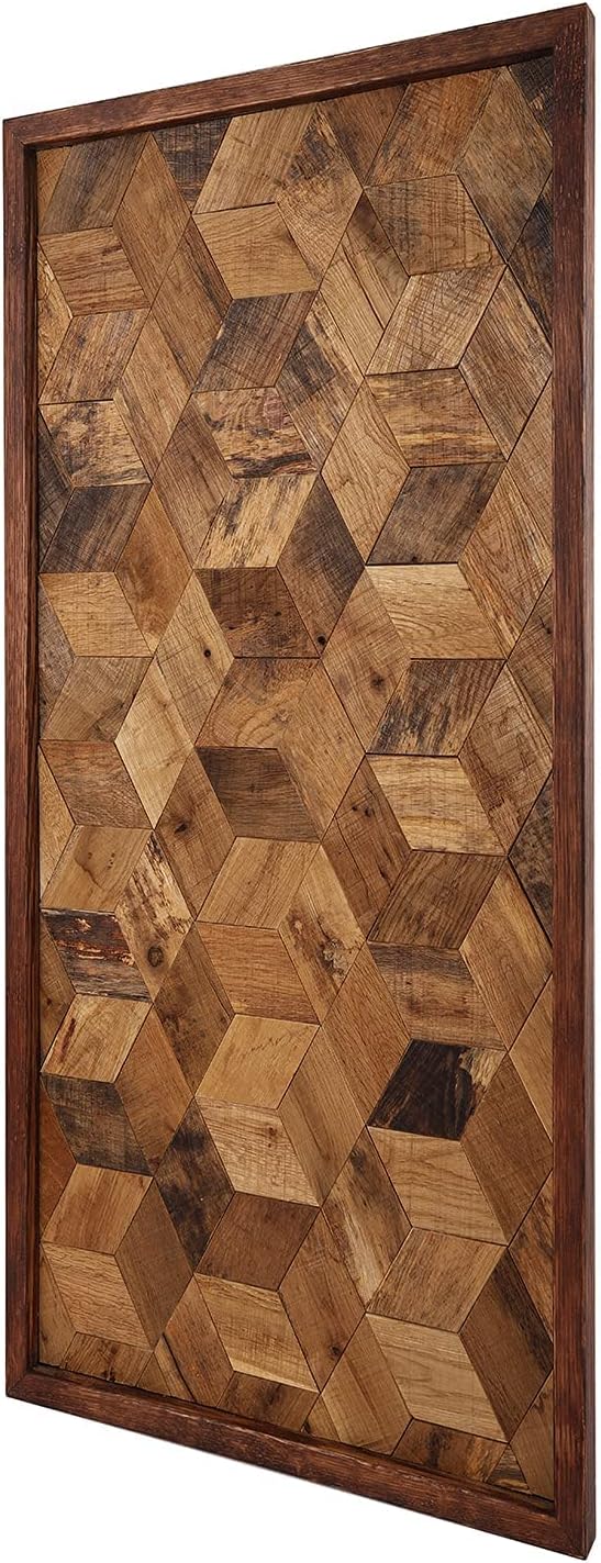 CONSDAN Wood Wall Decor | USA Grown Hardwood, Rustic Wooden Wall Art, Home Decorations for Living Room and Bedroom Aesthetic, Framed and Ready to Hang, Hexagon, 36" x 18"