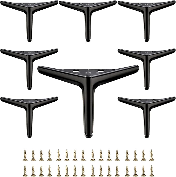 4 3/4 inch/12cm Matte Black Metal Furniture Legs Set of 8, DIY Replacement for Short Cabinet Legs, Sofa Legs, Small Dresser Legs