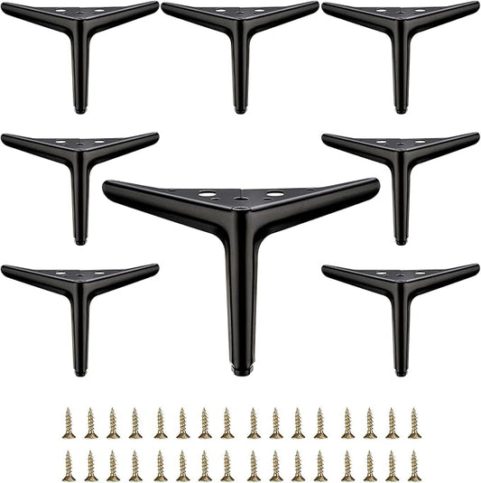 4 3/4 inch/12cm Matte Black Metal Furniture Legs Set of 8, DIY Replacement for Short Cabinet Legs, Sofa Legs, Small Dresser Legs