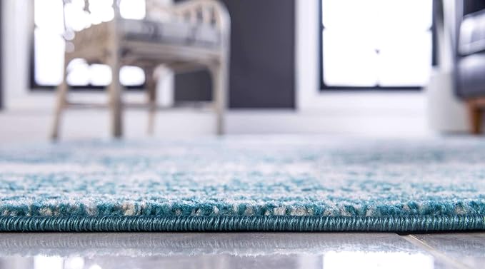 Unique Loom Bromley Collection Area Rug - Wells (3' 3" x 5' 3" Rectangle, Turquoise/ Ivory)