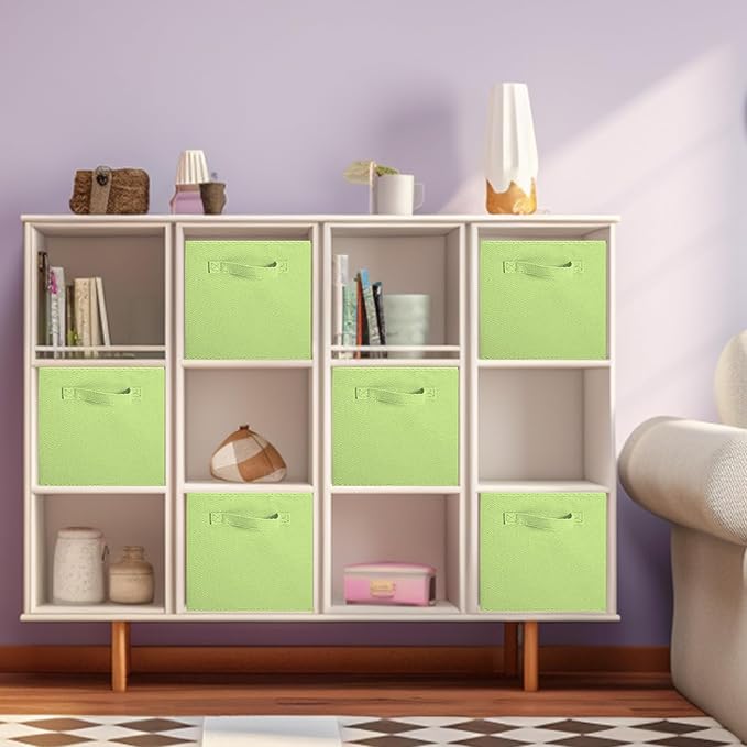 ShellKingdom Storage Bins, Foldable Fabric Storage Cubes And Cloth Storage Organizer Drawer For Closet And Toys Storage, 2 Pack (Green)
