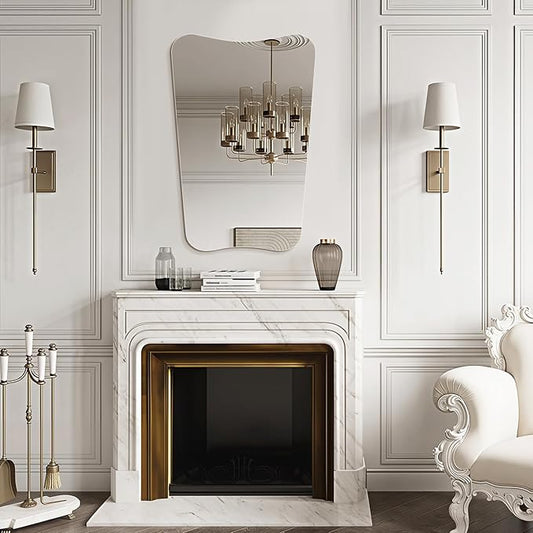 Niccy Irregular Mirror, 24"x36" Asymmetrical Bathroom Mirror, Decorative Modern Mirrors for Bathroom, Bedroom, Living Room, Entryway, Frameless Vanity Mirror, Unique Wall Mounted