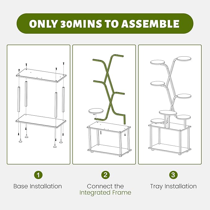 60" Tall Indoor Plant Stand, 9-Tiered Indoor Plant Stand for Large Plants, Metal Plant Stand Indoor with Grow Lights for Living Room, Balcony & Patio
