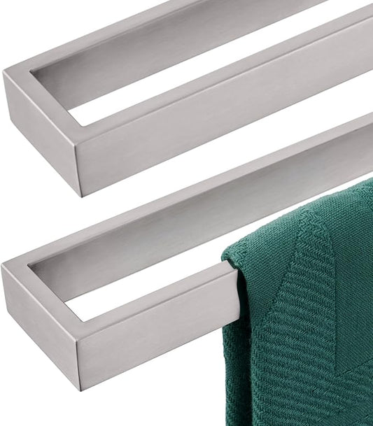 KOKOSIRI Towel Bars Brushed Nickel Bath Towel Hanger Holder 24-Inch Kitchen Rack Stainless Steel for Bathroom Hardware Wall Mount, 2 Pack B4008BR-L24-P2