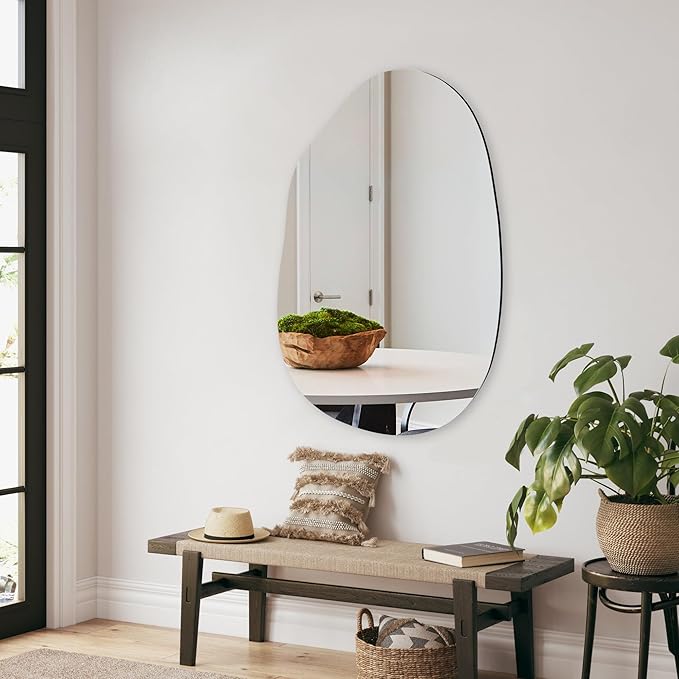 Irregular Bathroom Mirror 22''x30'', Asymmetrical Wall Mirrors with Tempered Glass for Bedroom Bathroom Living Room or Entryway