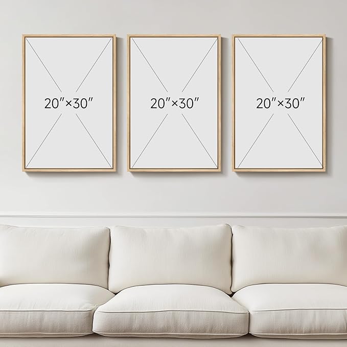 Framed Large Matisse Abstract Wall Art Set of 3, Vintage Neutral Pink Floral Botanical Canvas Prints, Classical Matisse Paintings Pictures for Living Room, Bedroom, Hallway, Office Decor, Total Size 30x60 In