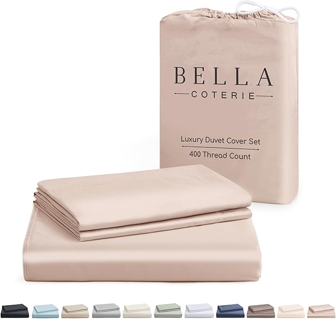 Bella Coterie Luxury Bamboo Viscose King Size Duvet Cover Set | 100% Organically Grown | Corner Ties | Ultra Soft | Cooling | Two Pillow Shams | 106 x 94 | No Insert [Dusty Rose]